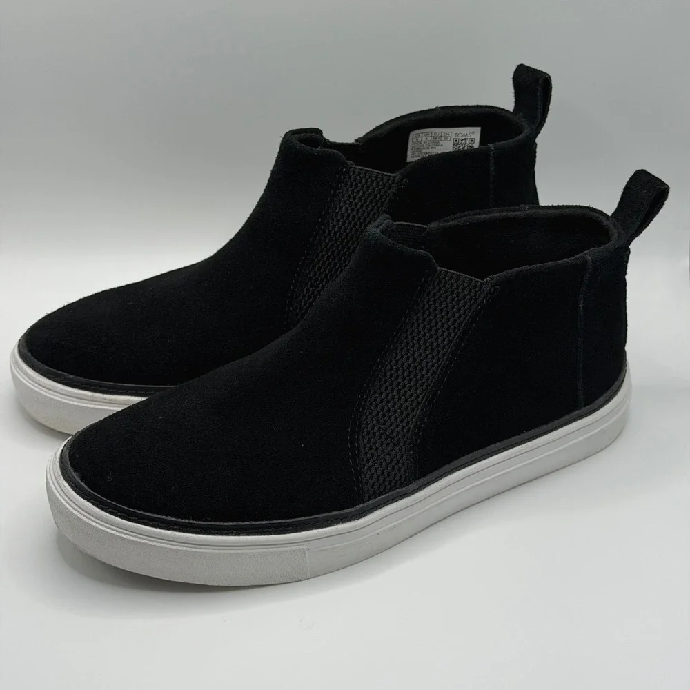 TOMS Black Suede Paxton Slip-On Chelsea Boots Mid Top Sneakers Womens 8